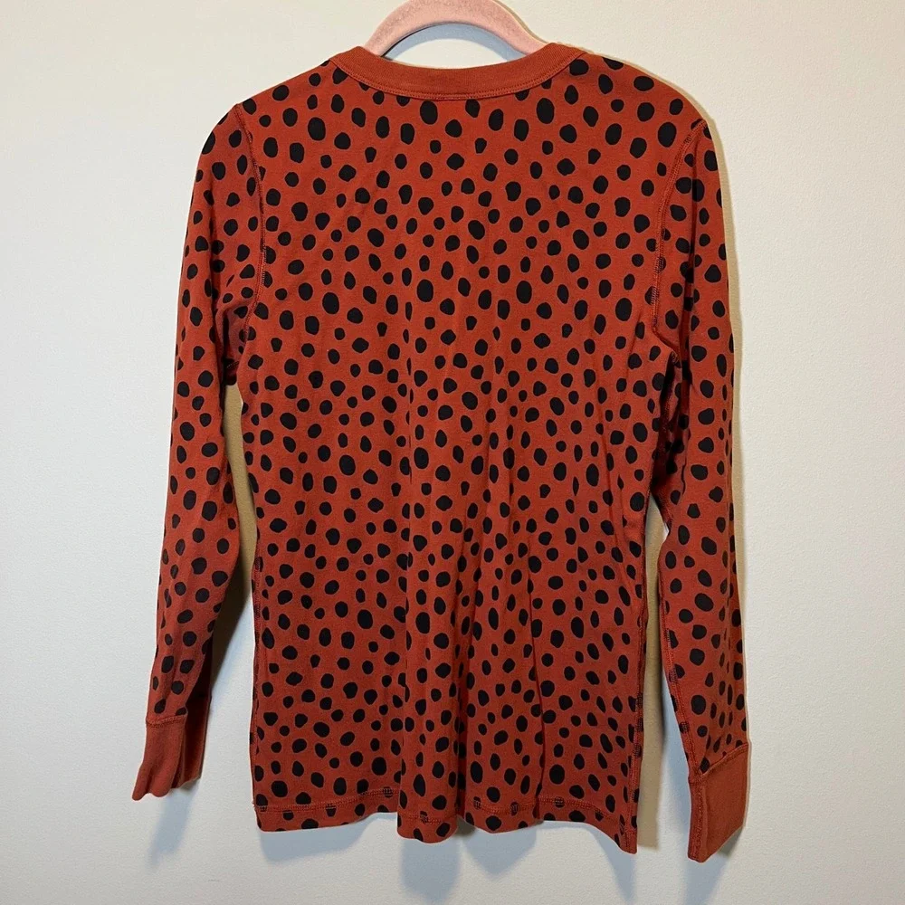 Hanna Andersson Pajama Set Womens L Top M Bottom Organic Cotton Polka Dot Rust